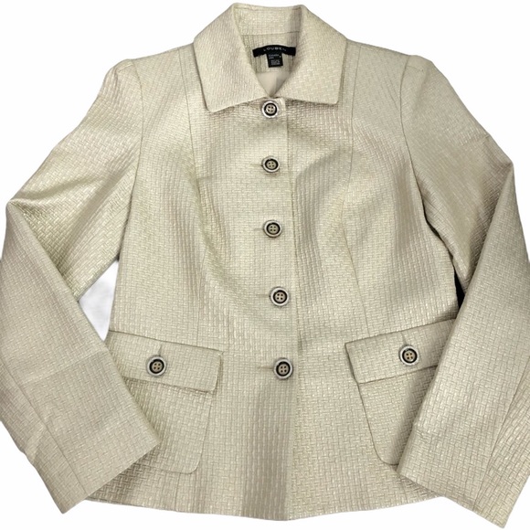 Louben Women’s Beige Gold Blazer Size 8 - Picture 1 of 9